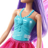 Barbie Dreamtopia 11.5-inch Purple Hair Fairy Doll Wearing Skirt, Clip-On Wings & Tiara