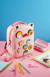 Little Surprise Box LLP Unisex Kids Pink & White Applique Movable Trinkets Backpack