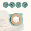 Little Rawr - Wood Silicone Disc Teether Blue Bear