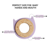 Little Rawr - Wood Silicone Disc Teether Purple Kitty