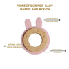 Little Rawr - Wood Silicone Disc Teether Pink Rabbit