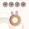 Little Rawr - Wood Silicone Disc Teether Pink Rabbit