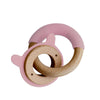 Little Rawr - Wood Silicone Disc & Ring Teether Pink Rabbit