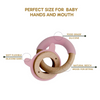 Little Rawr - Wood Silicone Disc & Ring Teether Pink Rabbit