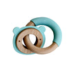 Little Rawr - Wood Silicone Disc & Ring Teether Blue Bear