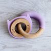 Little Rawr - Wood Silicone Disc & Ring Teether Purple Kitty