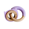 Little Rawr - Wood Silicone Disc & Ring Teether Purple Kitty