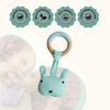 Little Rawr - Wood Plush Rattle Teether Toy Blue Bear