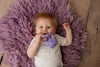 Little Rawr - Wood Plush Rattle Teether Toy Purple Kitty