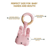 Little Rawr - Wood Plush Rattle Teether Toy Pink Rabbit