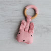 Little Rawr - Wood Plush Rattle Teether Toy Pink Rabbit