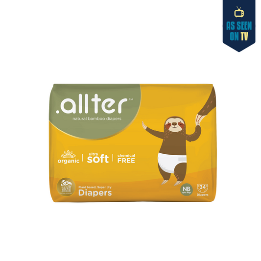 Allter Organic Bamboo Diapers- New Born Size (Up to 4 kgs) - 34Pcs