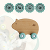 Little Rawr - Wood Wheelie Animal Blue Bear