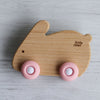 Little Rawr - Wood Wheelie Animal Pink Rabbit