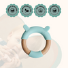 Little Rawr - Wood Silicone Teether Ring Blue Bear