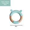 Little Rawr - Wood Silicone Teether Ring Blue Bear