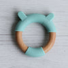 Little Rawr - Wood Silicone Teether Ring Blue Bear