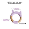 Little Rawr - Wood Silicone Teether Ring Purple Kitty