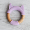 Little Rawr - Wood Silicone Teether Ring Purple Kitty