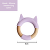 Little Rawr - Wood Silicone Teether Ring Purple Kitty