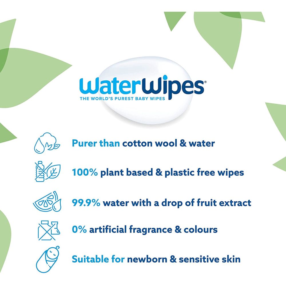 WaterWipes BIO Baby Wipes - Lingettes nettoyantes biodégradables pour bébé,  60 pcs
